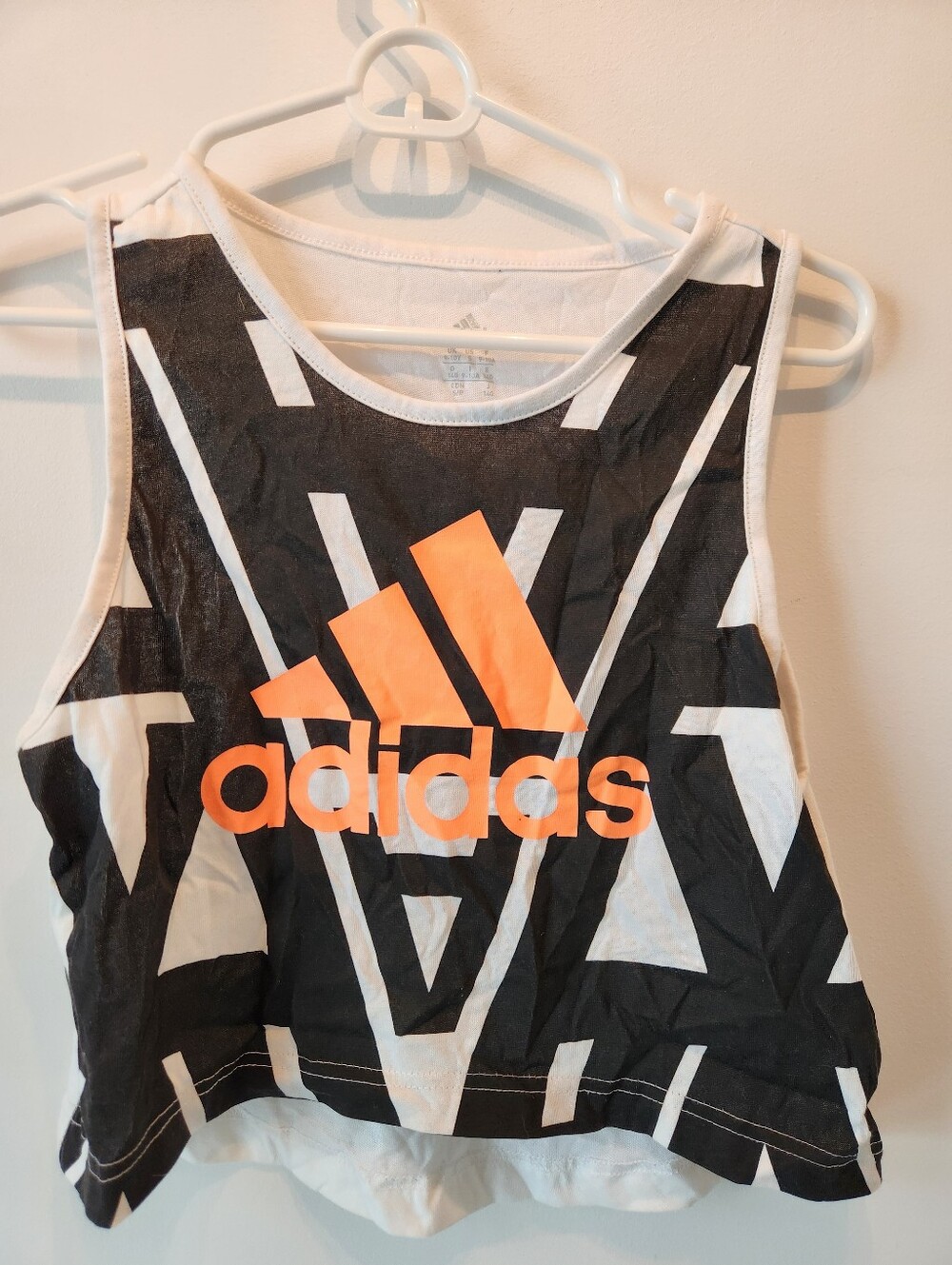 Adidas Black, White & Orange Graphic Crop Tank